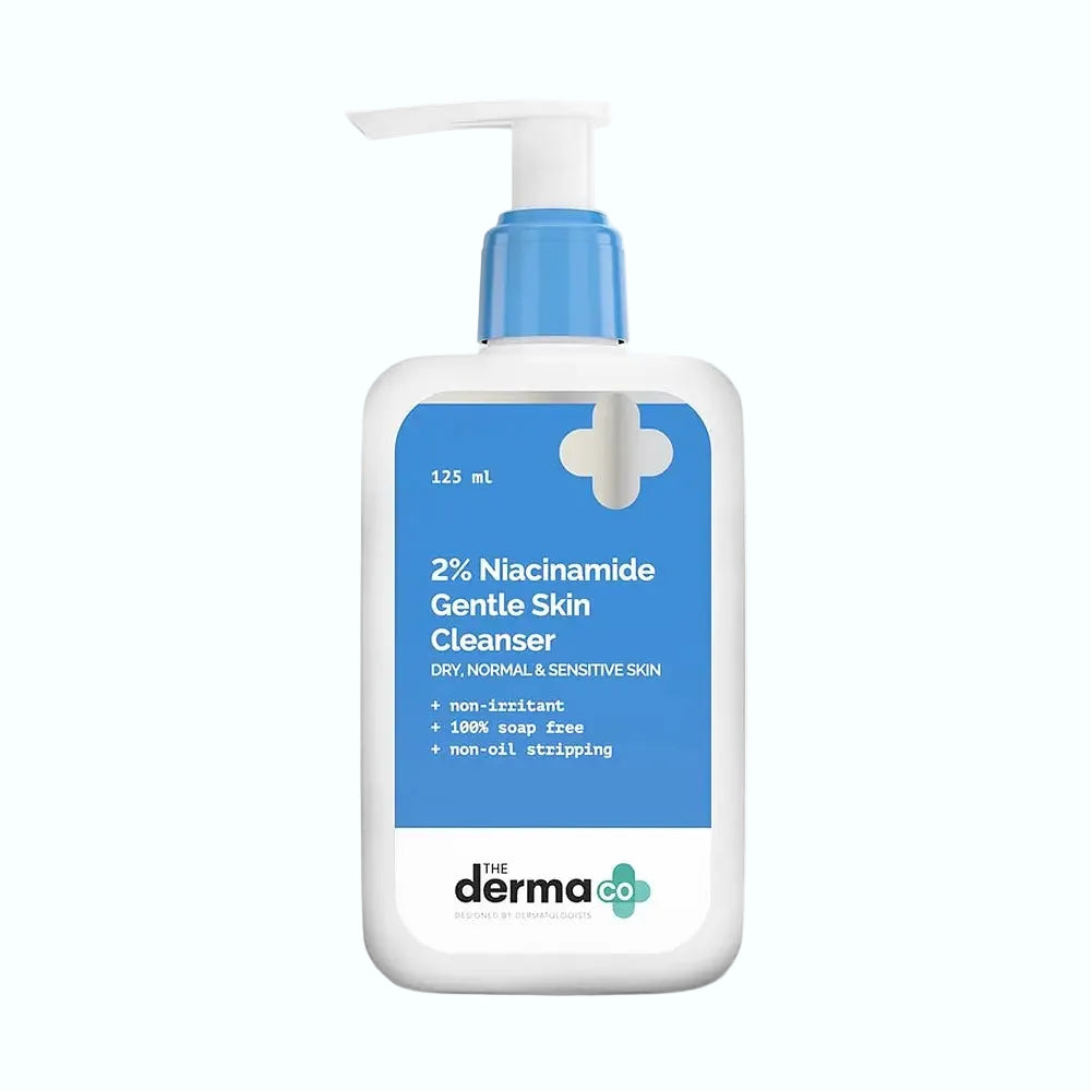 The Derma Co 2% Niacinamide Gentle Skin Cleanser for sensitive, dry skin with barrier protection