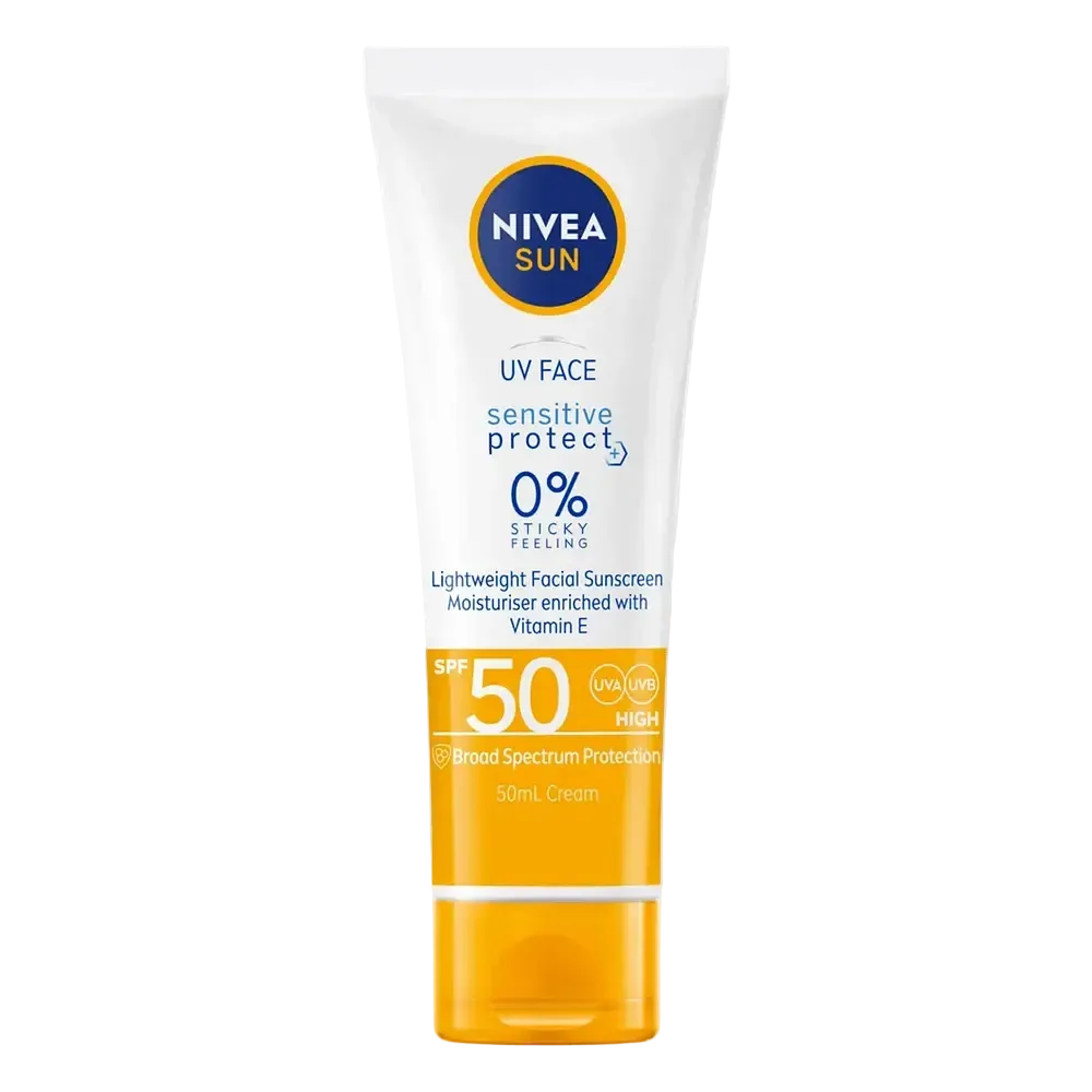 Nivea UV Face Sensitive Protect SPF 50 sunscreen for sensitive skin with broad spectrum UVA UVB protection