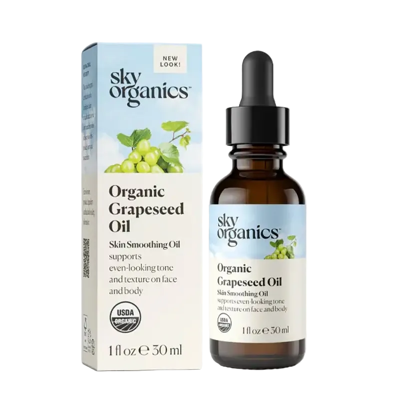 Sky Organics Organic Grapeseed Oil 100% pure cold-pressed oil for skin hydration and nourishment