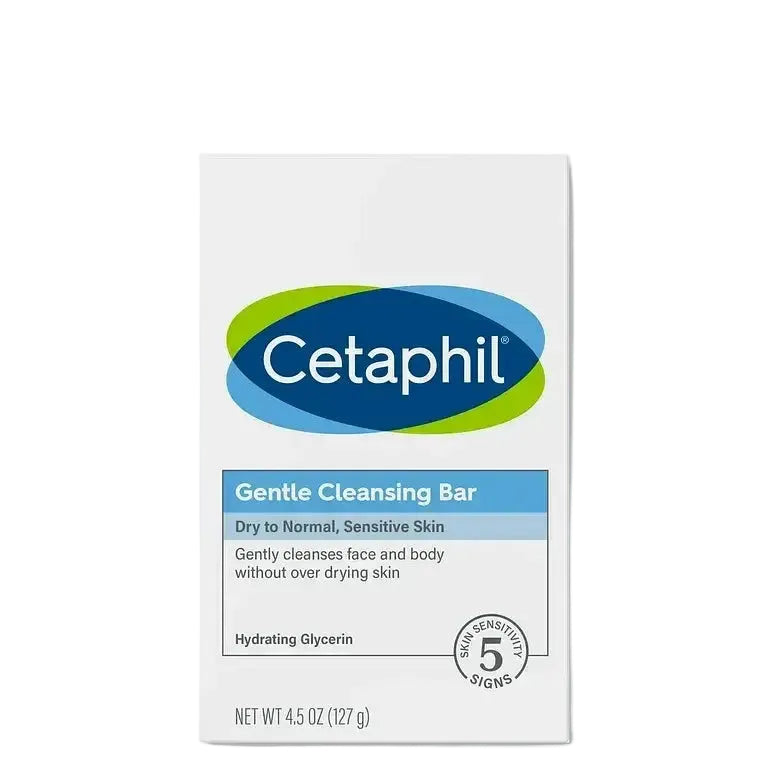 Cetaphil Gentle Cleansing Bar for dry and sensitive skin, soap-free face and body cleanser