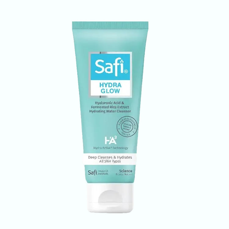 Safi Hydra Glow HA3 Hydrating Water Cleanser with hyaluronic acid and fermented rice for gentle cleansing