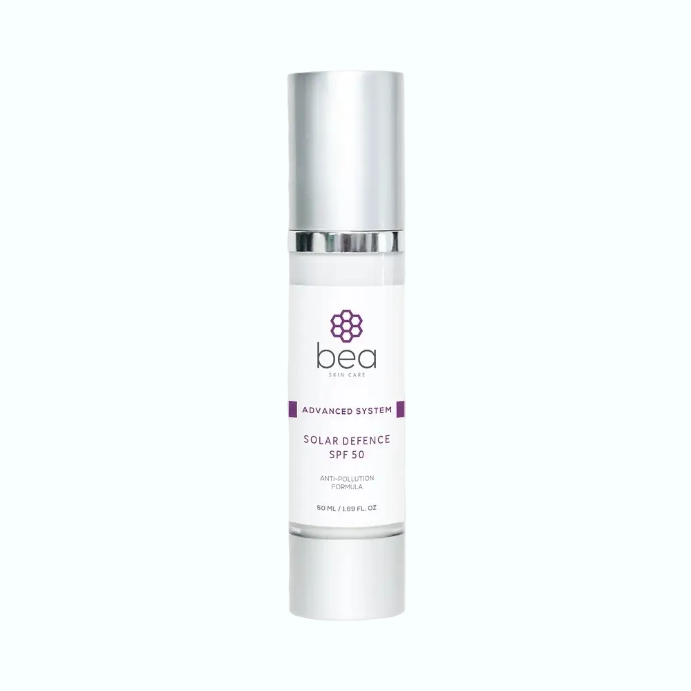 Bea Skincare Solar Defence SPF 50 PA++++ mineral sunscreen with zinc oxide and alpha arbutin for UV protection