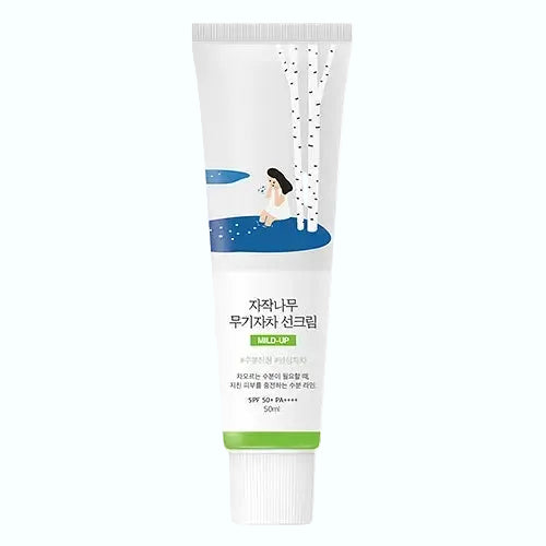 ROUND LAB Birch Juice Moisturizing Mild-Up Sun Cream SPF 50+ mineral sunscreen for sensitive skin