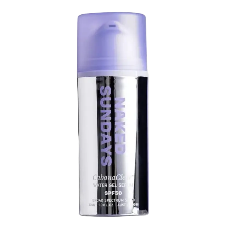 Naked Sundays CabanaClear Water Gel Serum SPF 50 lightweight invisible sunscreen