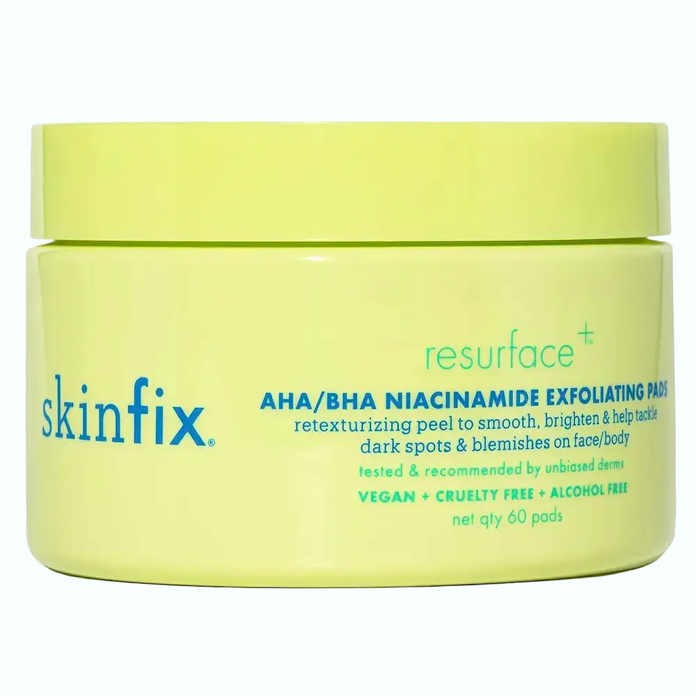 Skinfix Resurface+ AHA/BHA Niacinamide Exfoliating Pads for smooth texture and acne control