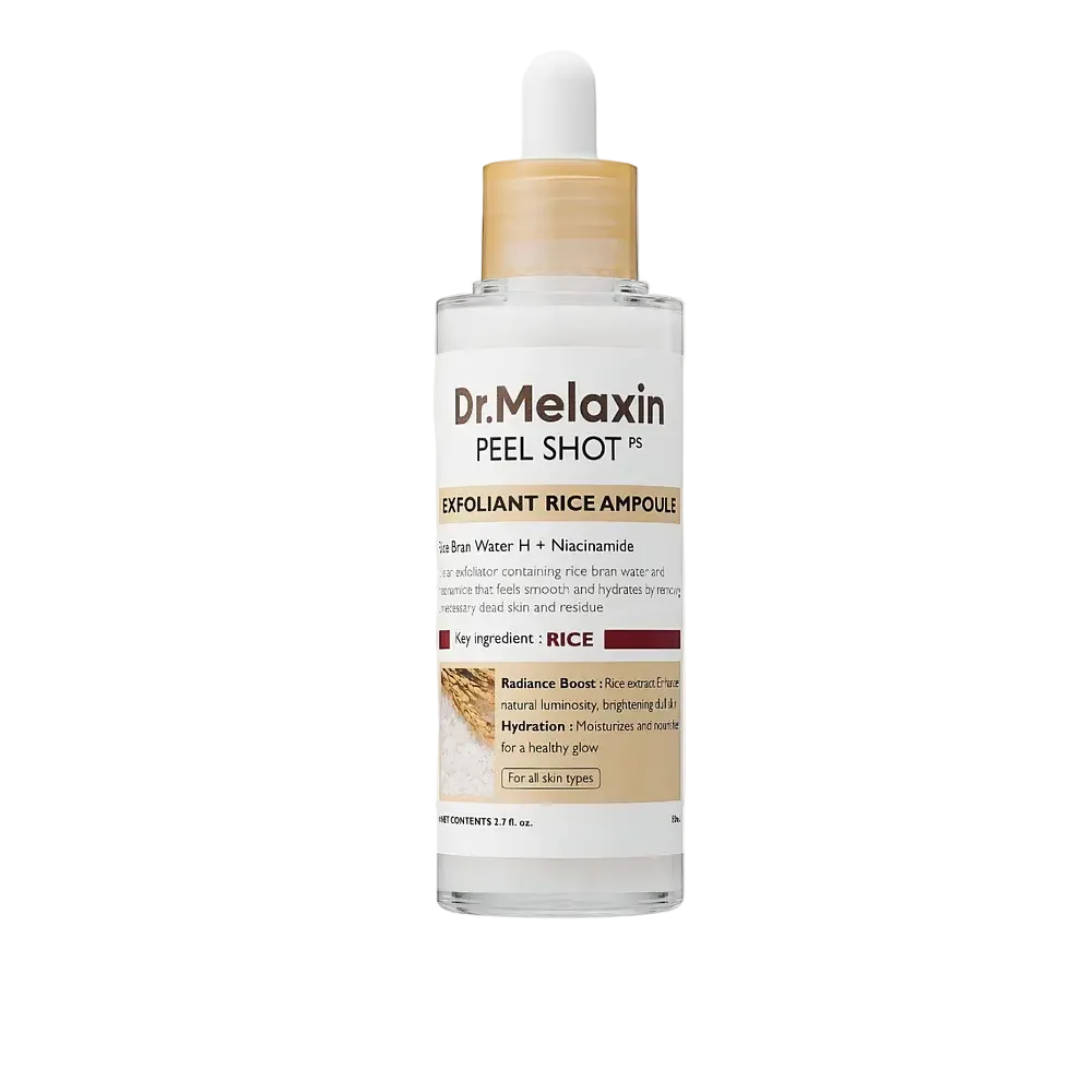 Dr.Melaxin Peel Shot Glow White Rice Ampoule for exfoliation brightening and pore care