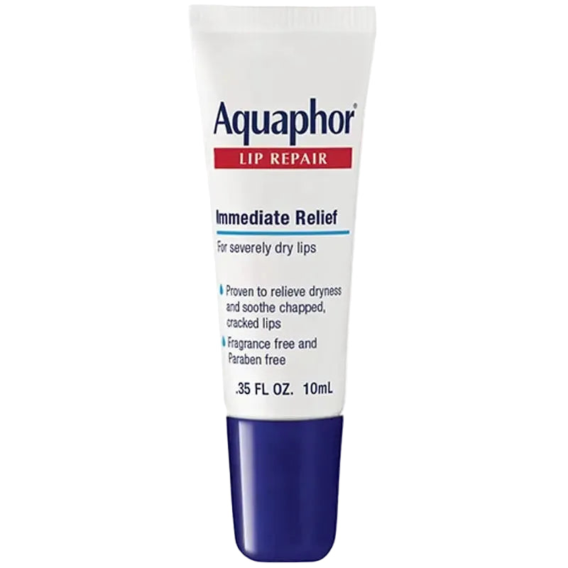 Aquaphor Lip Repair Ointment for dry chapped lips with petrolatum and shea butter