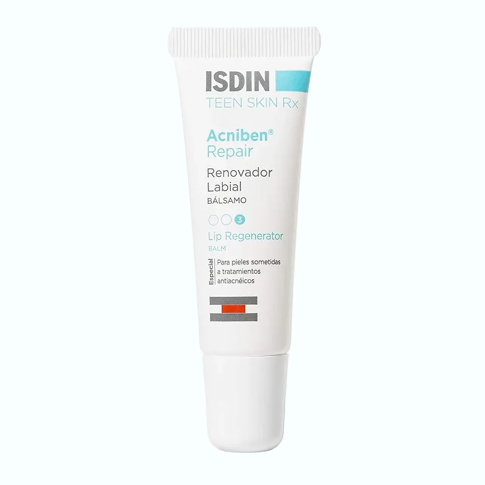 ISDIN Acniben Repair Lip Balm for dry, chapped lips damaged by acne treatments with hyaluronic acid and panthenol
