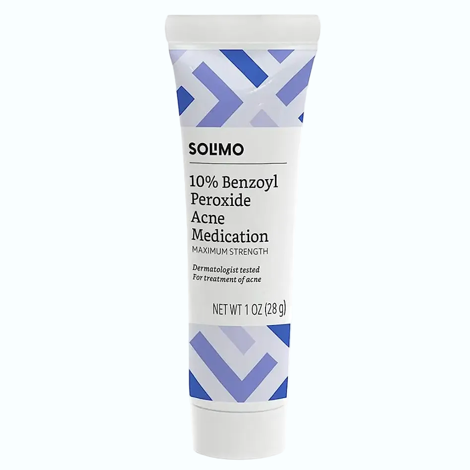 Solimo 10% Benzoyl Peroxide Acne Medication maximum strength gel for acne treatment