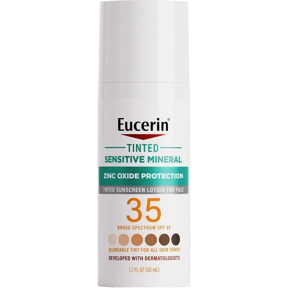 Eucerin Sensitive Tinted Mineral Face Lotion SPF 35 with zinc oxide for sun protection and sensitive skin