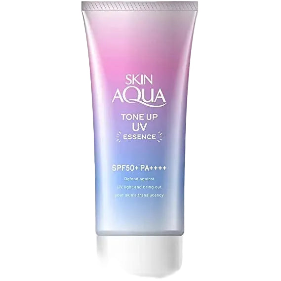 Skin Aqua Tone Up UV Essence SPF 50+ PA++++ Japanese tinted sunscreen for brightening and UV protection