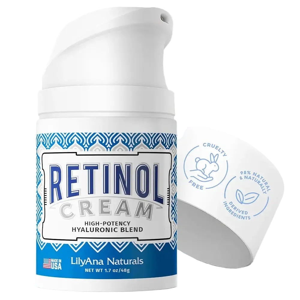 LilyAna Naturals Retinol Cream anti-aging moisturizer with hyaluronic acid for wrinkles, dark spots and firmness