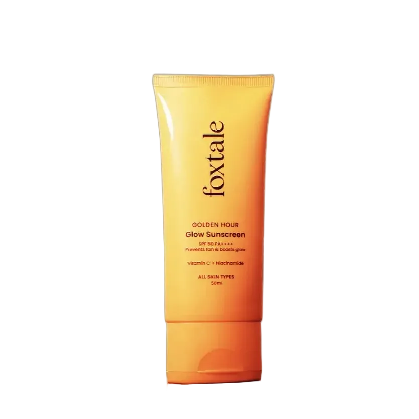 Foxtale SPF 50 Glow Sunscreen with Vitamin C and Niacinamide for brightening and sun protection