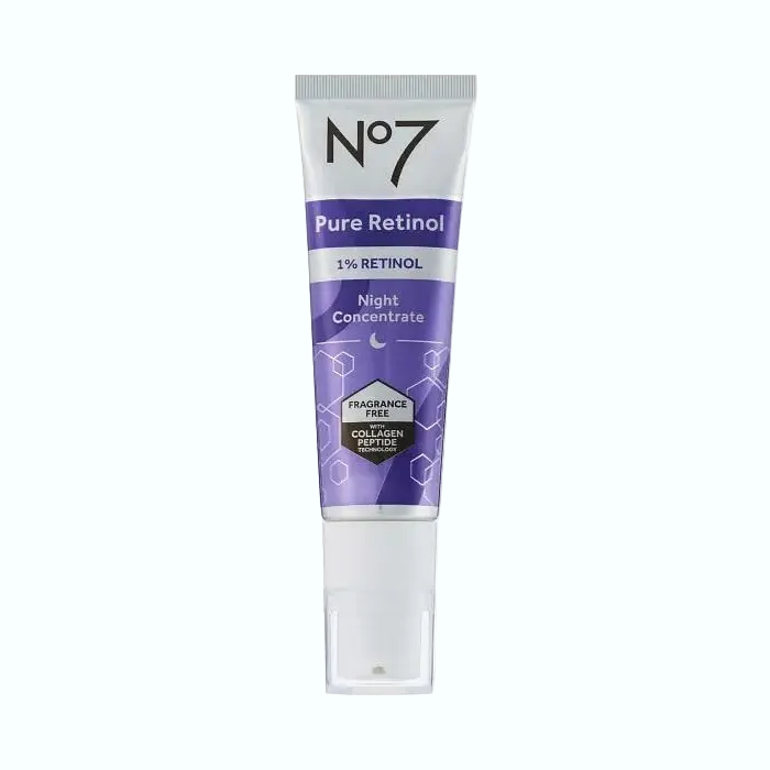 No7 Pure Retinol 1% Night Concentrate with peptides for anti-aging and wrinkle reduction