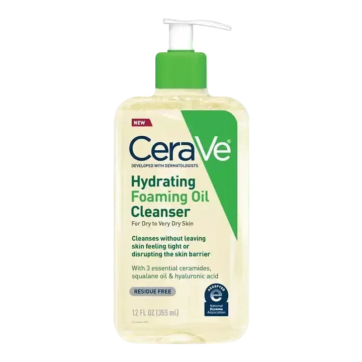 CeraVe Hydrating Foaming Oil Cleanser for dry to very dry skin with ceramides and squalane