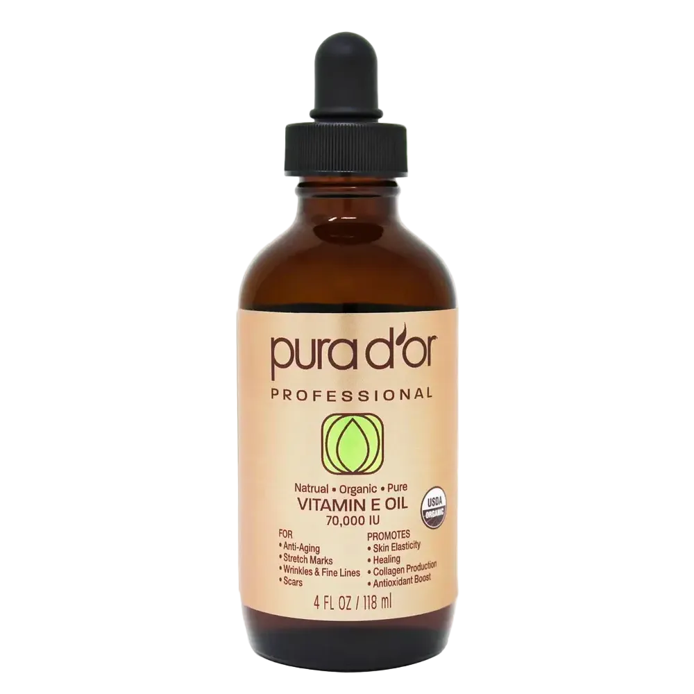 Pura D'or 70,000 IU Certified Organic Vitamin E Oil for anti-aging, scars, and dry skin hydration