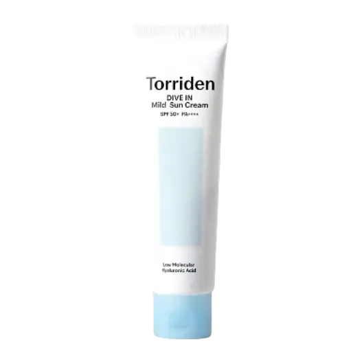 Torriden Dive In Mild Sun Cream SPF 50+ mineral sunscreen with hyaluronic acid for sensitive skin