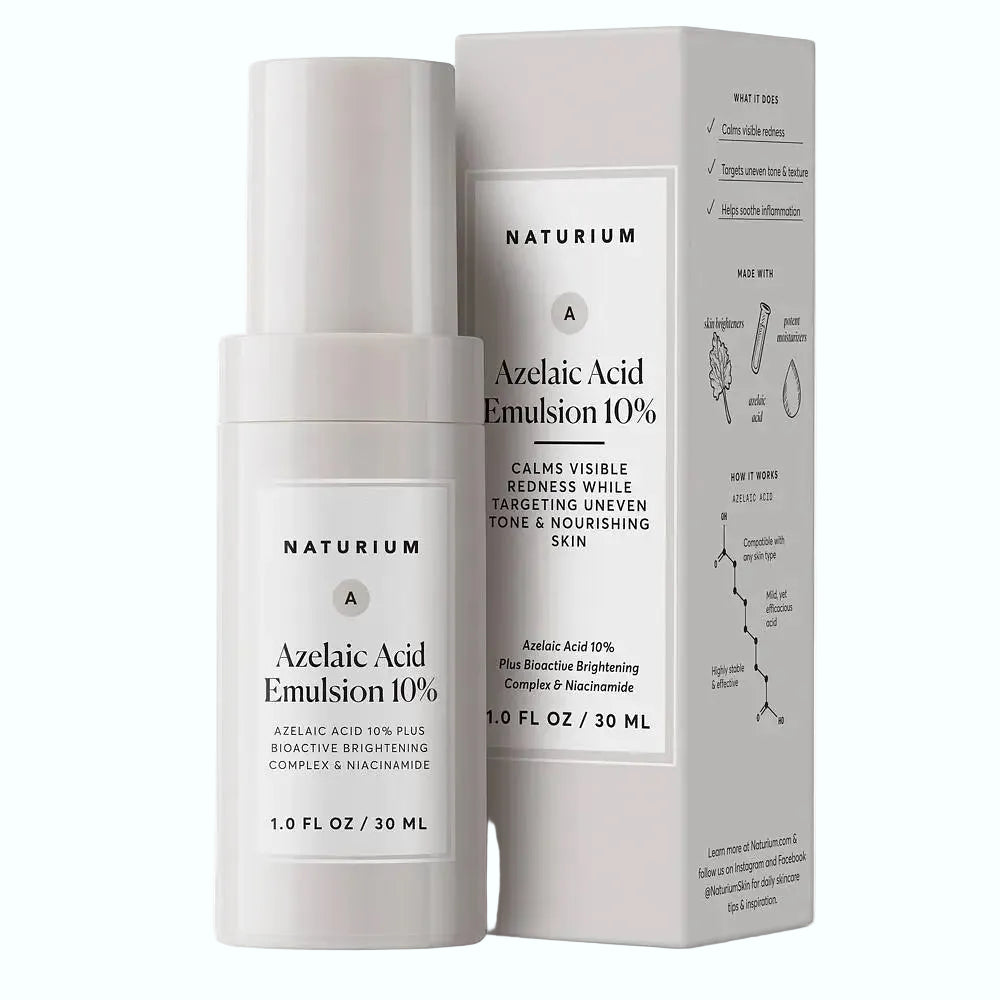 Naturium Azelaic Acid Emulsion 10% for brightening and calming sensitive skin with niacinamide