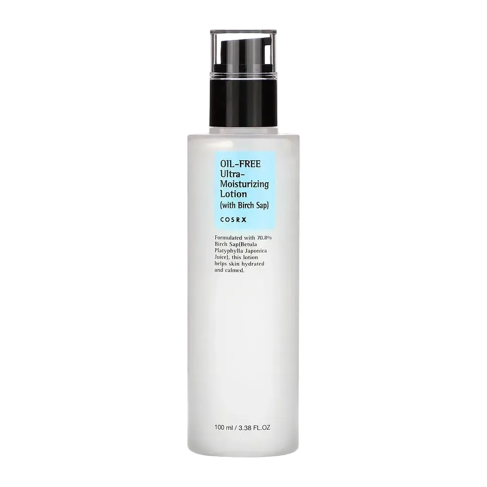 COSRX Oil Free Ultra Moisturizing Lotion with Birch Sap for lightweight hydration and soothing sensitive skin