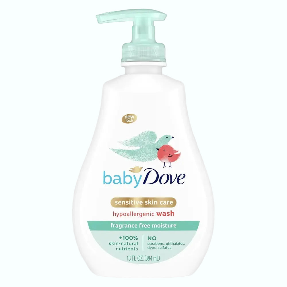 Dove Baby Fragrance Free Moisture Hypoallergenic Wash for sensitive baby skin and eczema-prone skin