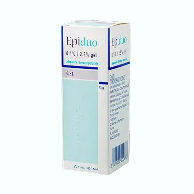 Galderma Epiduo Gel 0.1%/2.5% prescription acne treatment with adapalene and benzoyl peroxide