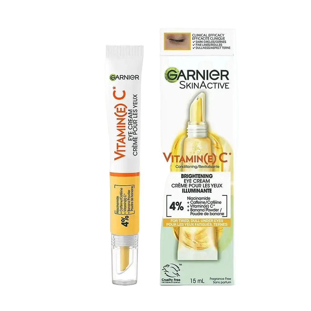 Garnier SkinActive Vitamin C Brightening Eye Cream for dark circles and puffiness with niacinamide and caffeine