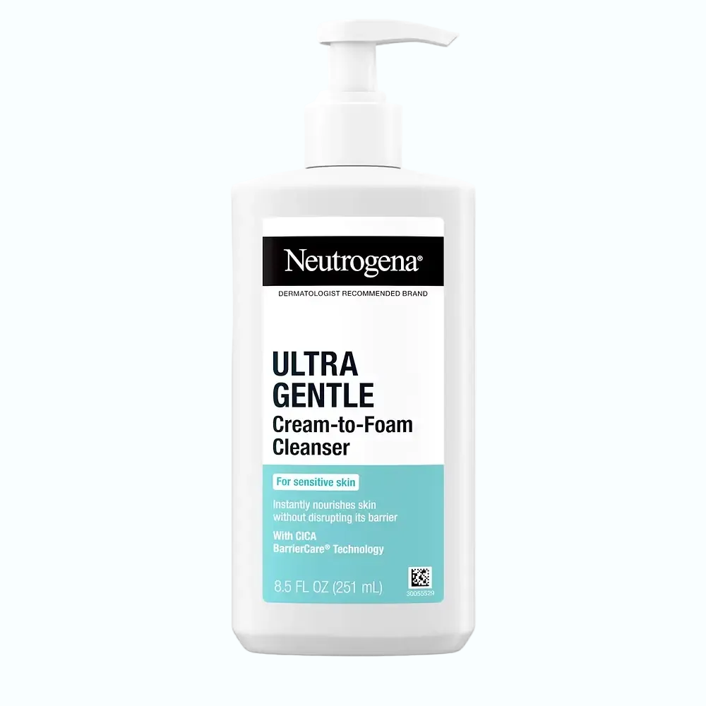 Neutrogena Ultra Gentle Cream to Foam Cleanser for sensitive and dry skin gentle daily cleansing