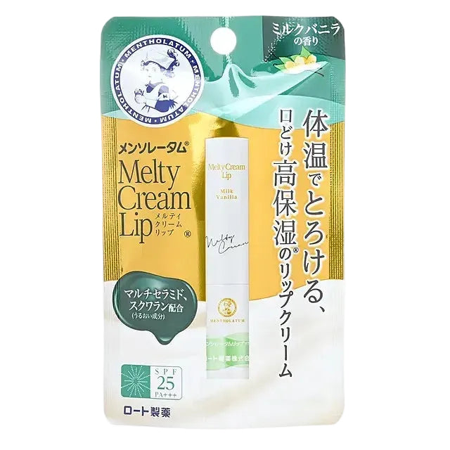 Rohto Mentholatum Melty Cream Lip Balm SPF 25 PA+++ with ceramides and squalane for UV protection
