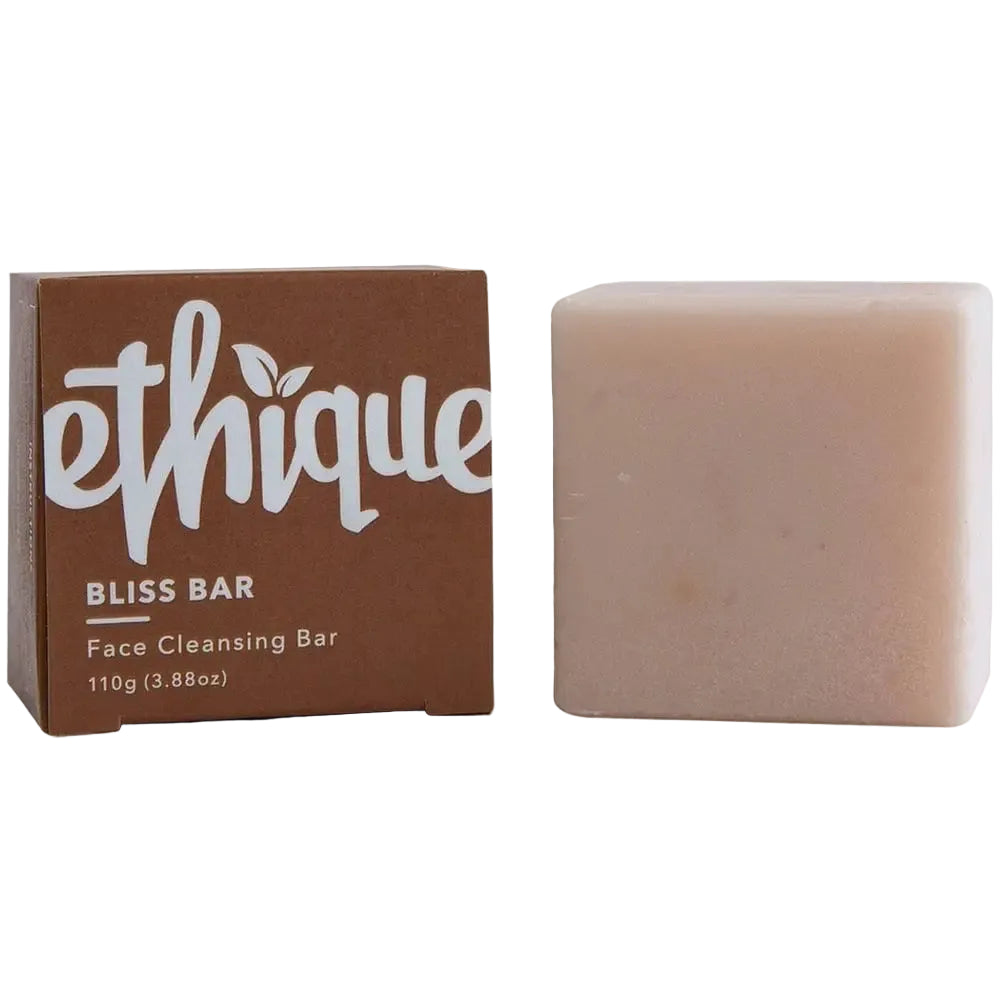 Ethique Bliss Bar Solid Face Cleanser for dry to balanced skin with coconut oil and gentle cleansing
