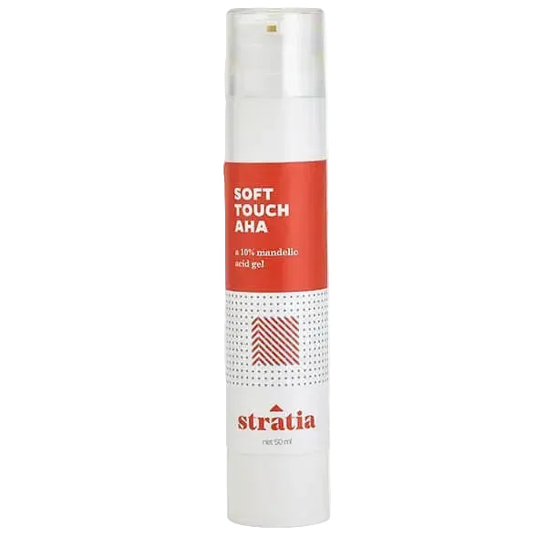 Stratia Soft Touch AHA with 10% mandelic acid for gentle exfoliation and brightening sensitive skin