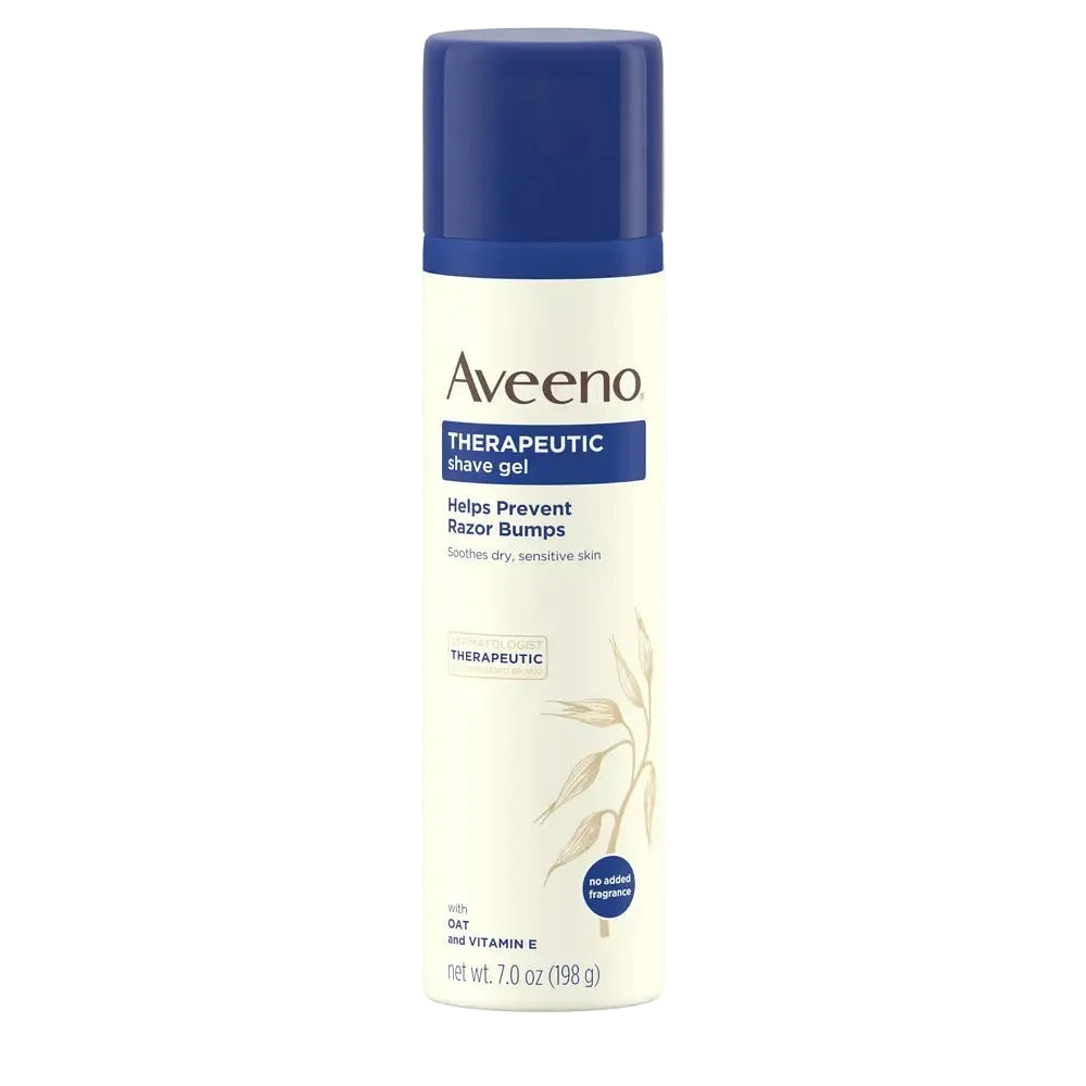 Aveeno Therapeutic Moisturizing Shave Gel with oat and vitamin E for dry, sensitive skin prone to razor bumps