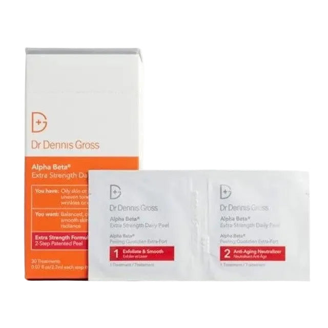 Dr. Dennis Gross Alpha Beta Extra Strength Daily Peel 2-step AHA BHA exfoliating pads for anti-aging