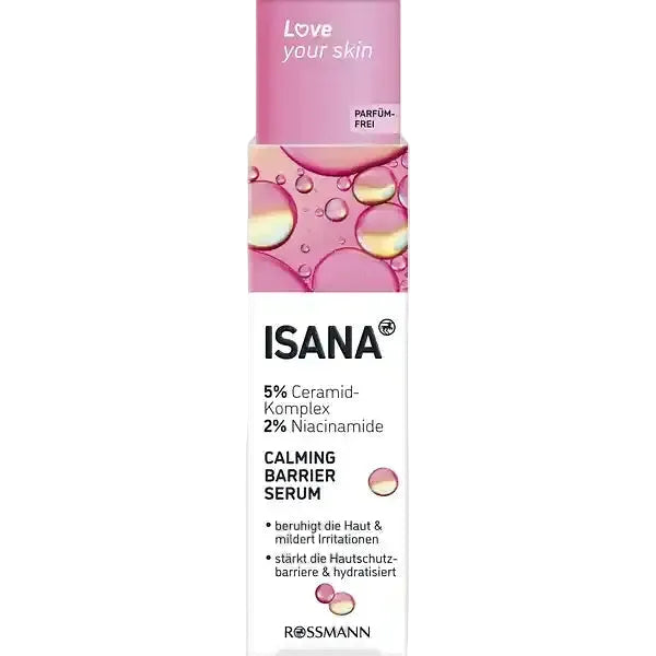 ISANA Calming Barrier Serum with niacinamide and ceramides for barrier repair and sensitive skin