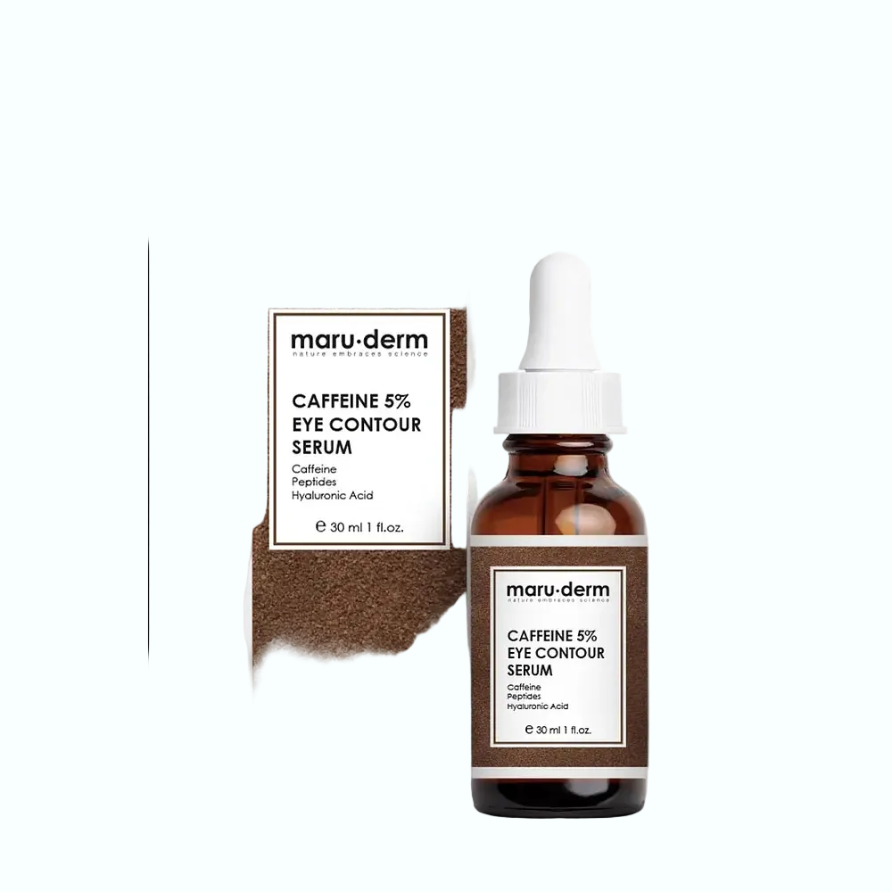 maru.derm Caffeine 5% Eye Contour Serum for reducing dark circles and puffiness with peptides and hyaluronic acid