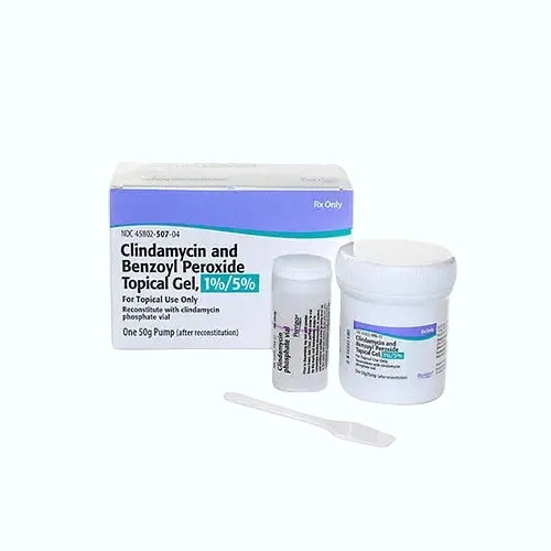 Perrigo Clindamycin Benzoyl eroxide Gl prescription acne treatment with antibacterial and keratolytic action