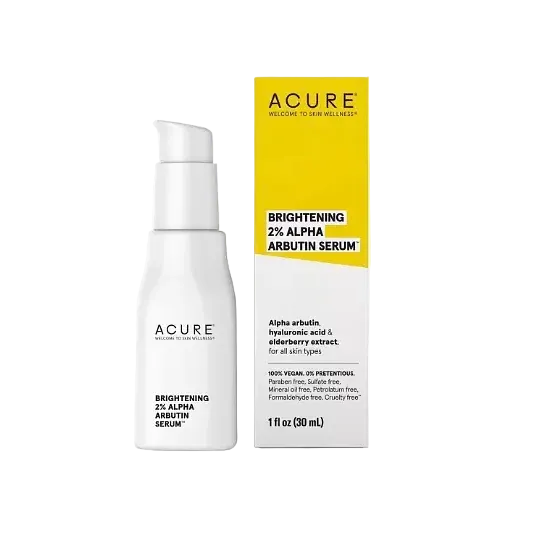 Acure Brightening 2% Alpha Arbutin Serum with hyaluronic acid for even skin tone and dark spots