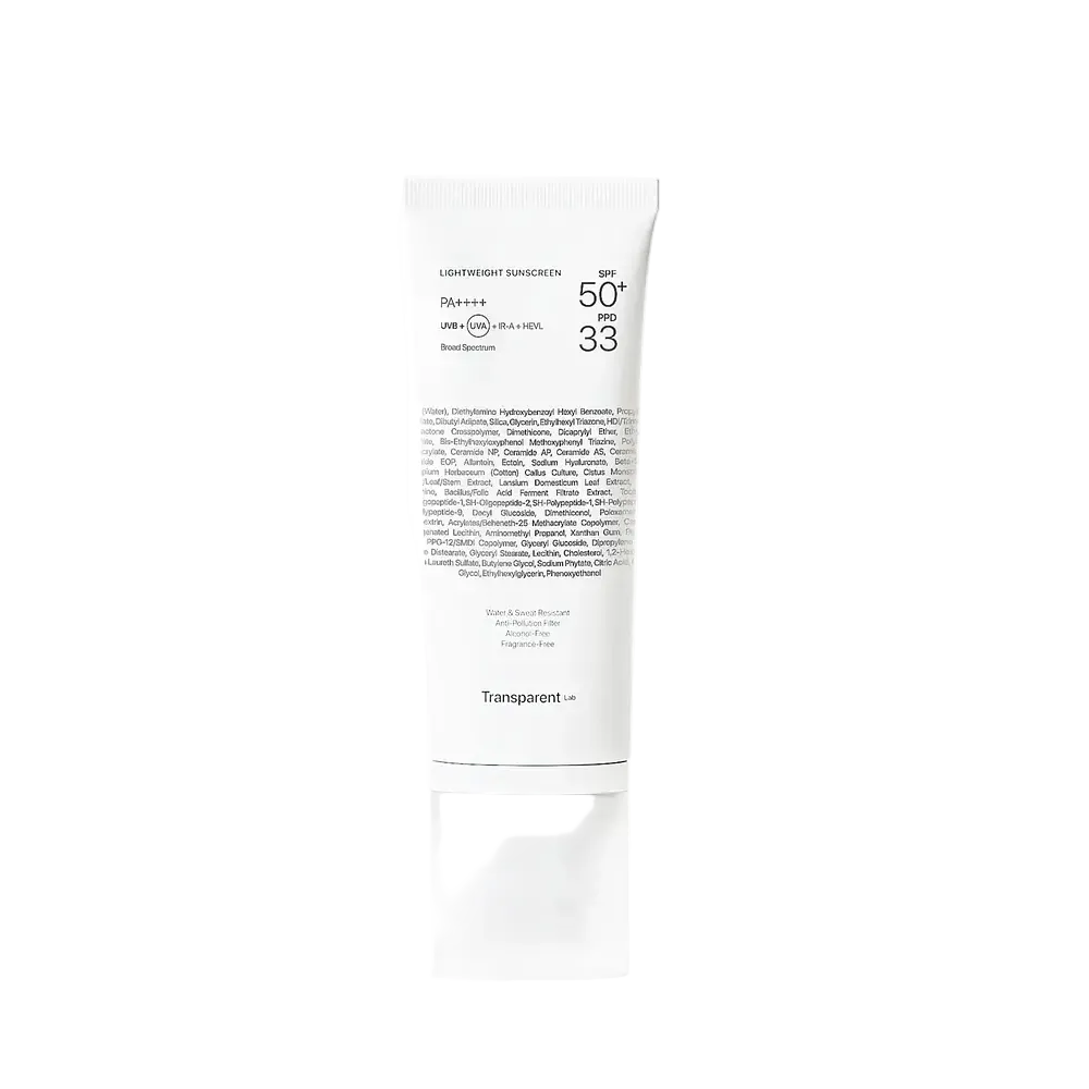 Transparent Lab Lightweight Sunscreen SPF50+ with broad spectrum UV protection and ceramides