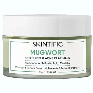 Skintific Mugwort Anti Pores Acne Clay Mask for clarifying pores and reducing breakouts with niacinamide and salicylic acid
