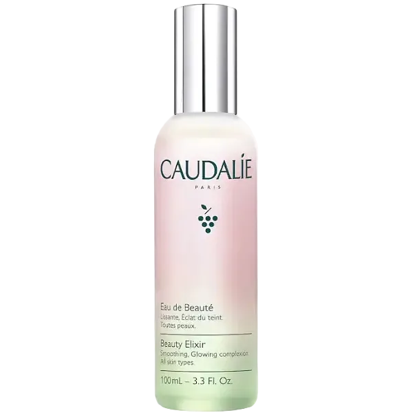 Caudalie Beauty Elixir Face Mist for radiance, pore tightening, and makeup setting