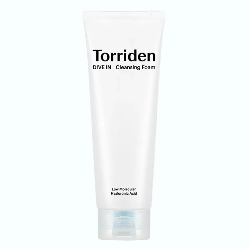 Torriden DIVE-IN Low Molecular Hyaluronic Acid Cleansing Foam for hydration and gentle cleansing