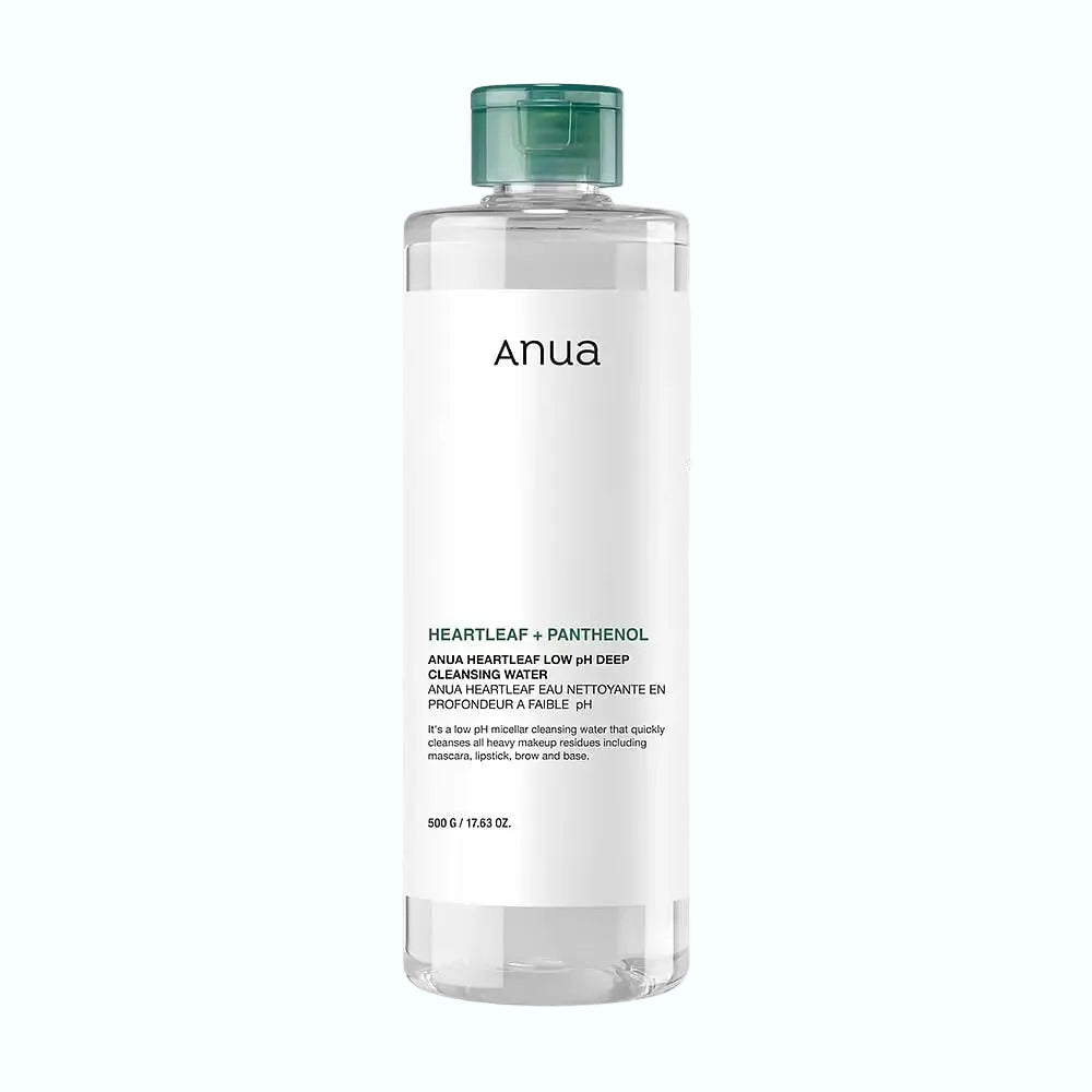 Anua Heartleaf Low pH Deep Cleansing Water for sensitive skin makeup removal and gentle cleansing