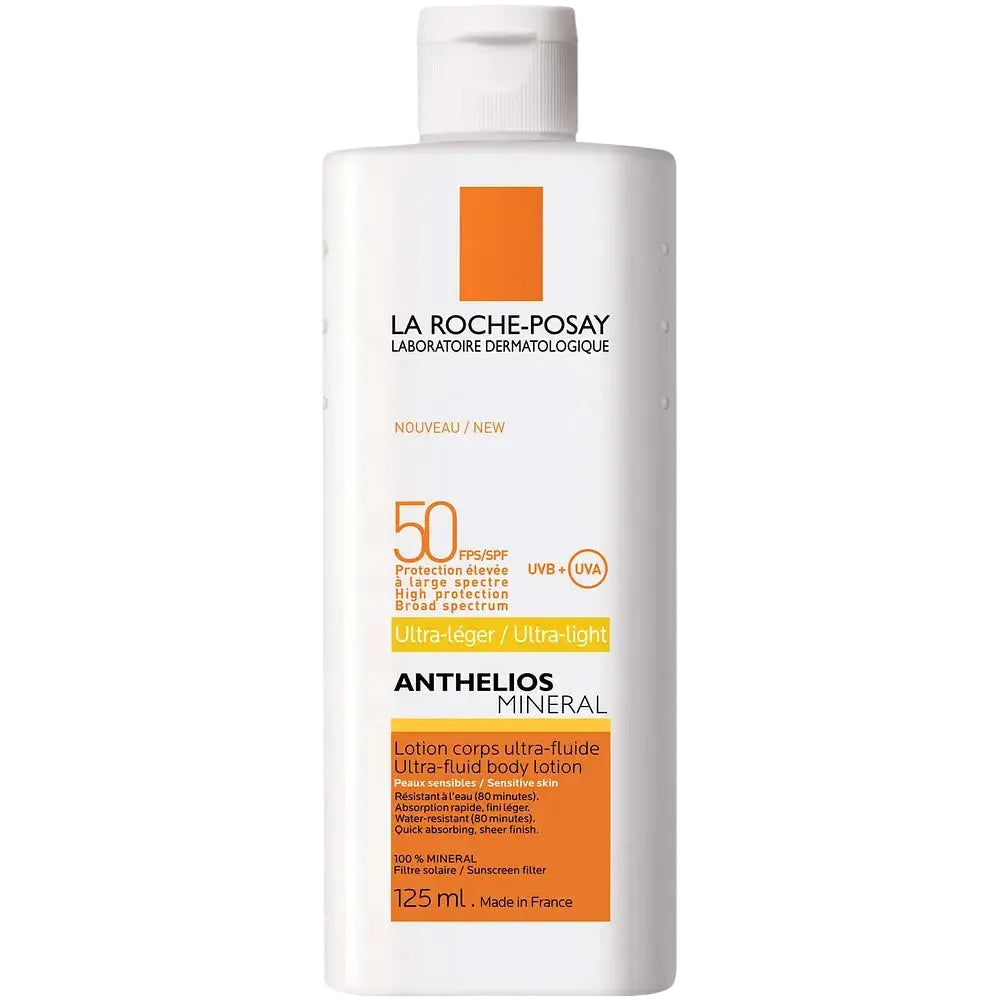 La Roche-Posay Anthelios Mineral Body SPF 50 sunscreen for sensitive skin with broad spectrum protection