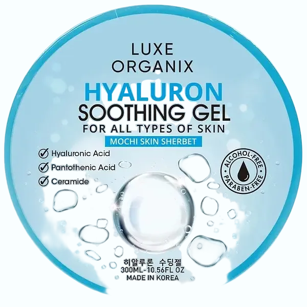 Luxe Organix Hyaluron Soothing Gel with 5x hyaluronic acid and niacinamide for hydration