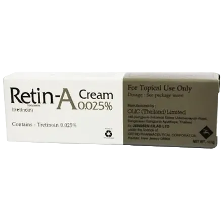 Retin-A 0.025% Tretinoin prescription cream for acne, anti-aging, and skin texture