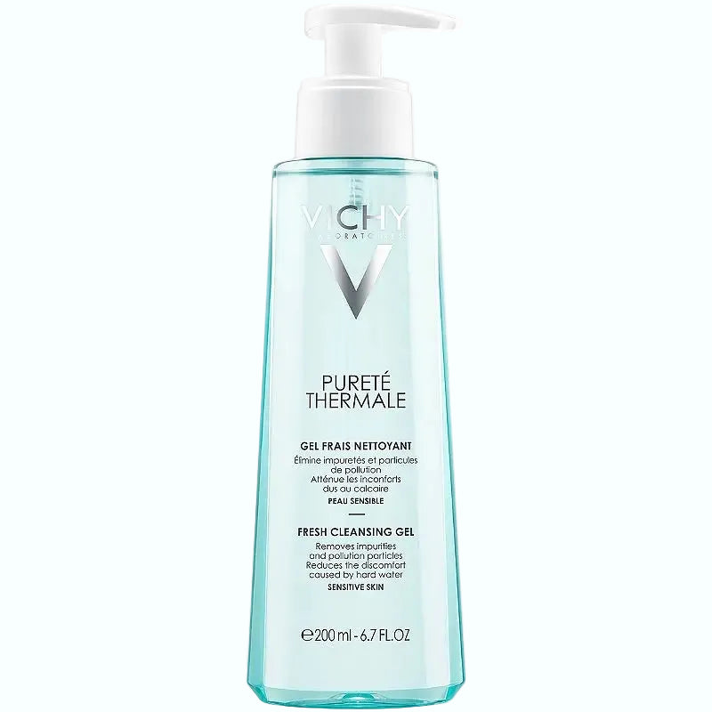 Vichy Purete Thermale Gel Facial Cleanser with niacinamide for gentle cleansing and makeup removal
