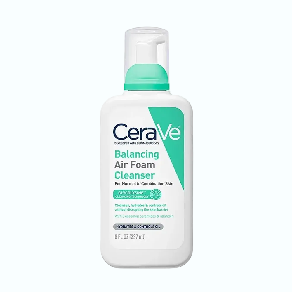 CeraVe Balancing Air Foam Facial Cleanser for gentle cleansing with ceramides and hyaluronic acid