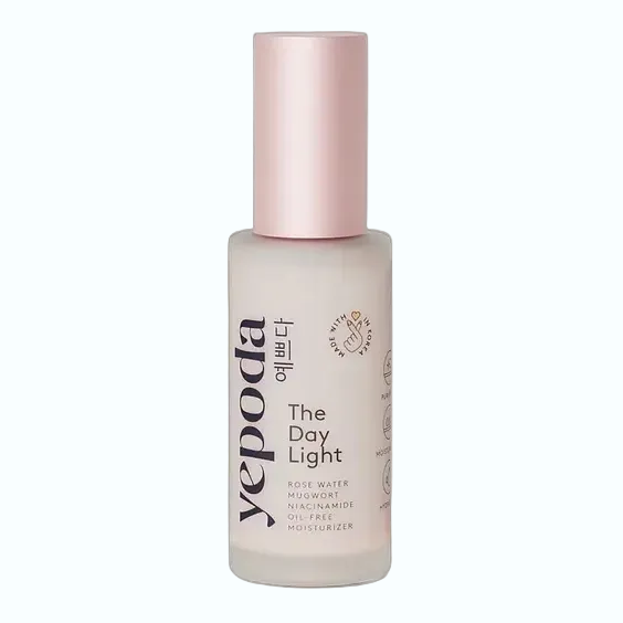 Yepoda The Day Light oil-free moisturizer with rose water, mugwort and niacinamide for hydration and purification