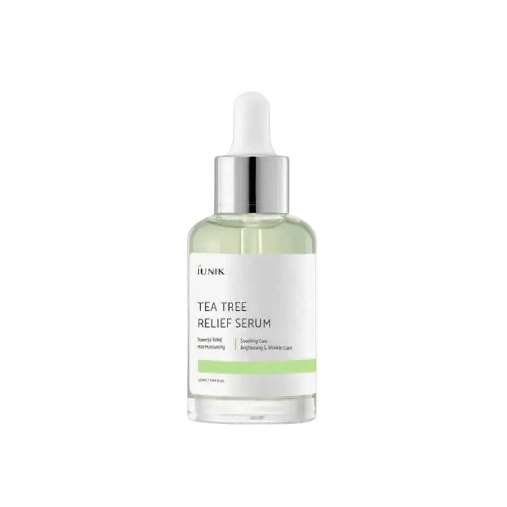 iUNIK Tea Tree Relief Serum with tea tree and centella for acne-prone and sensitive skin soothing