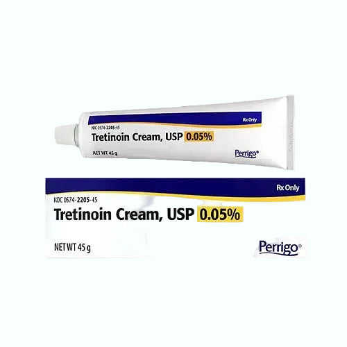 Perrigo Tretinoin Cream USP 0.05% prescription retinoid for acne and anti-aging treatment