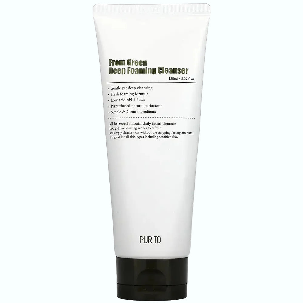 Purito From Green Deep Foaming Cleanser pH 5.5 gentle foam cleanser with green tea for all skin types